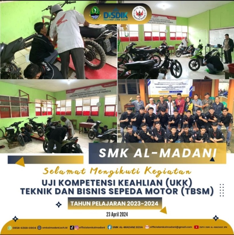Uji Kompetensi Keahlian (UKK) Teknik Bisnis dan Sepeda Motor (TBSM) Tahun Ajaran 2023/2024